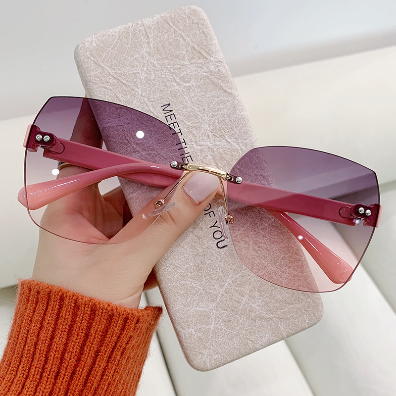 Vintage Fashion Glasses - Vintage Rimless Sunglasses Women Gradient Sun