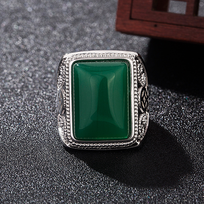 Vintage Fashion Designer - Green Natural Jade Rings Real Jewelry