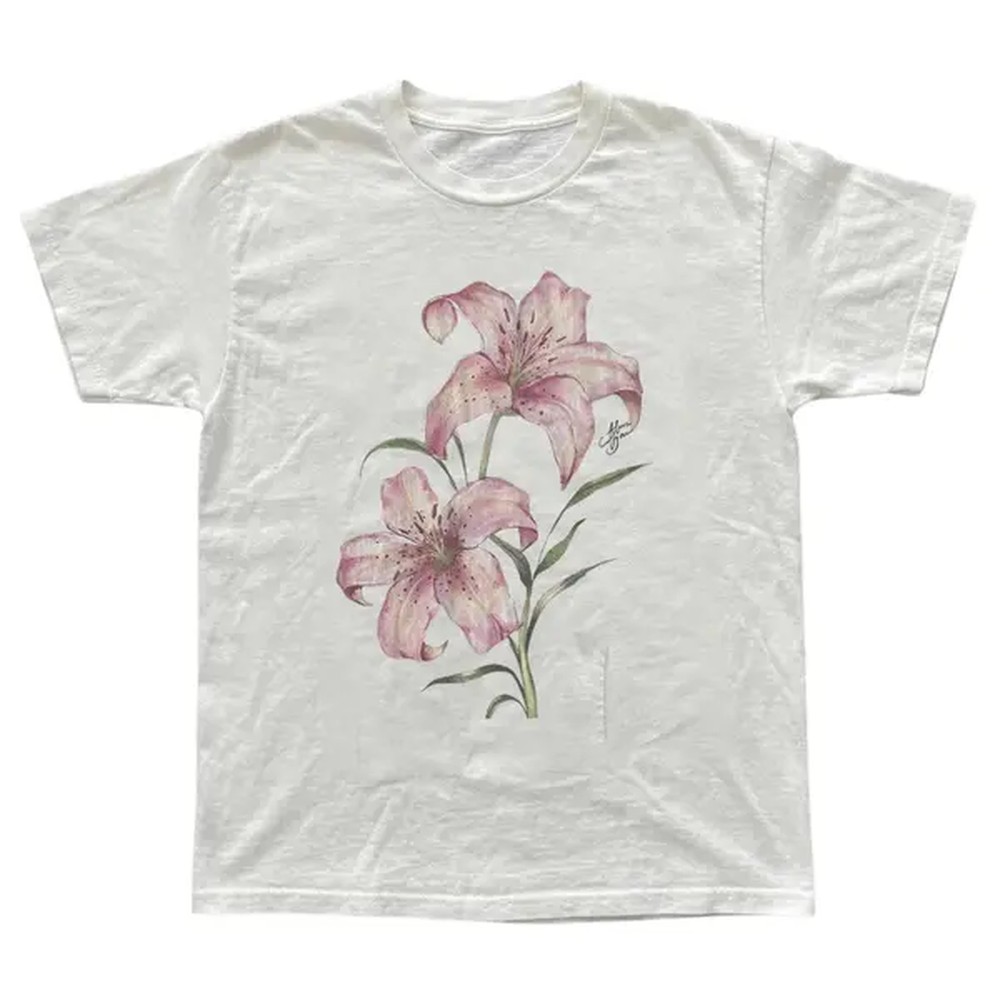 Vintage Fashion Ai - Pink Lily Floral T-Shirt, Tree Shirt,