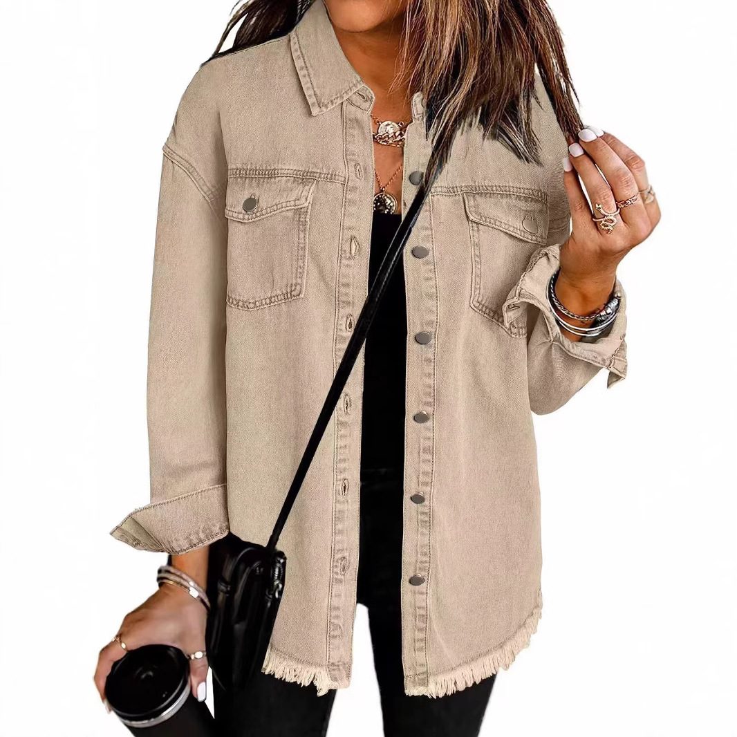 Washed Denim Jacket Women Autu - огляд і ціна Patchwork Jean Jacket