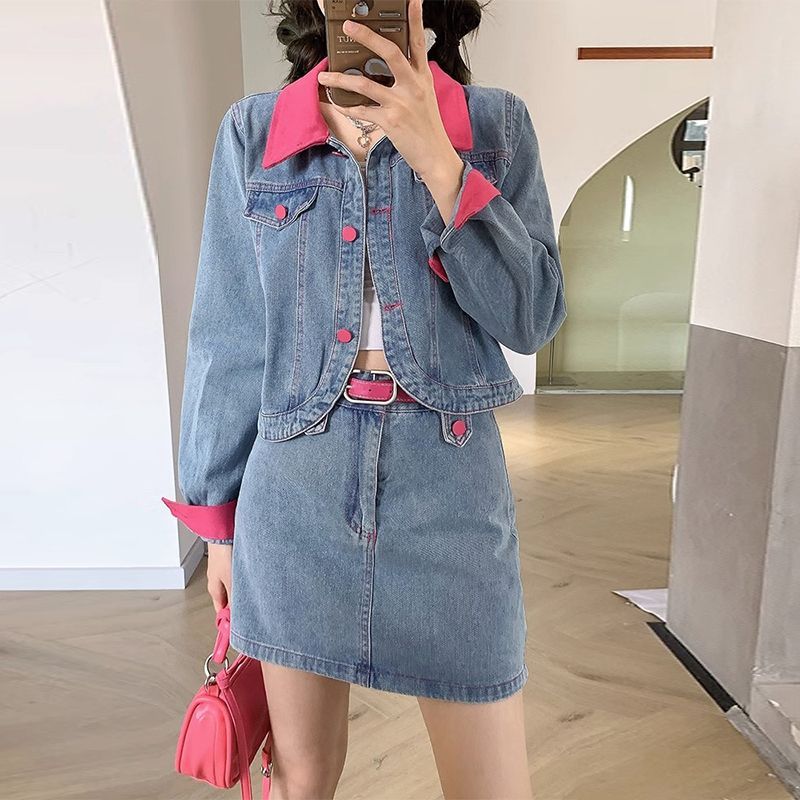 Denim Coats Mini Skirts Two Pi - огляд і ціна Patchwork Jean Jacket