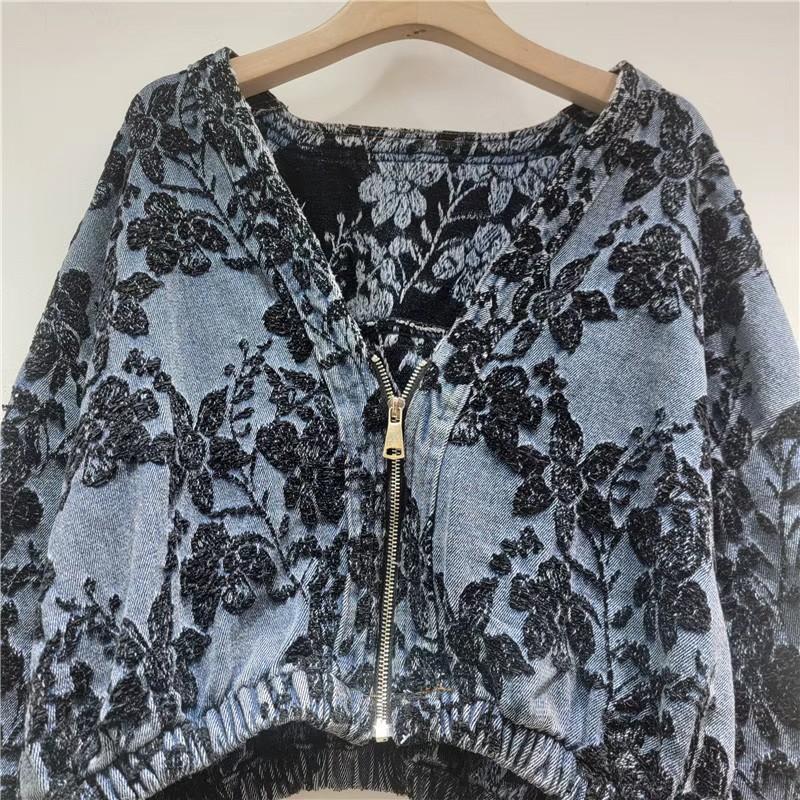 Fashion Jacquard Short Denim J - огляд і ціна Patchwork Jean Jacket