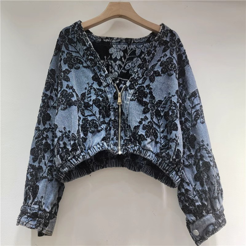 Fashion Jacquard Short Denim J - огляд і ціна Patchwork Jean Jacket