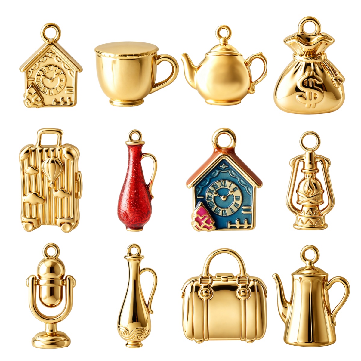 3Pcs Gold Plated Enamel Charms - огляд і ціна Vintage Fashion Houses