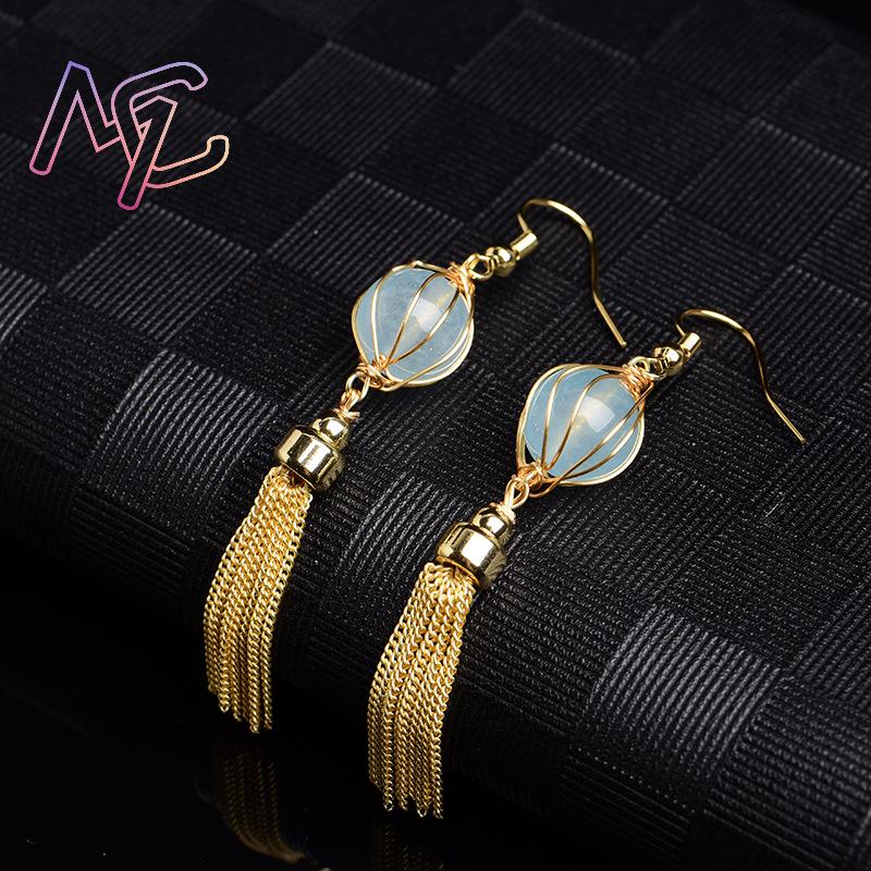 Blue Natural Jade Bead Earring - огляд і ціна Vintage Fashion Designer