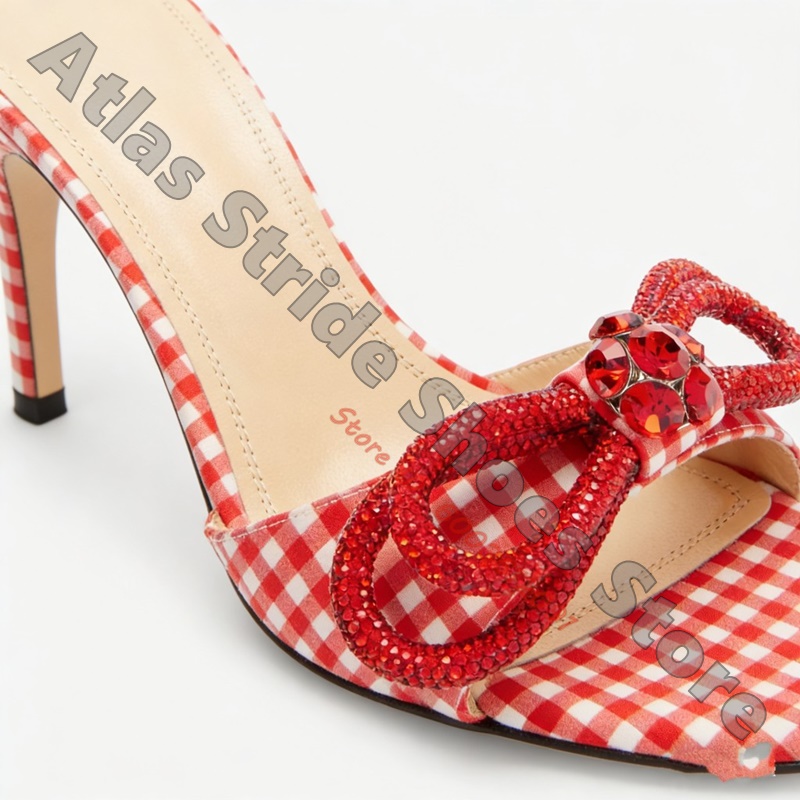 Women Red White Gingham Check  - огляд і ціна Vintage Fashion Heels