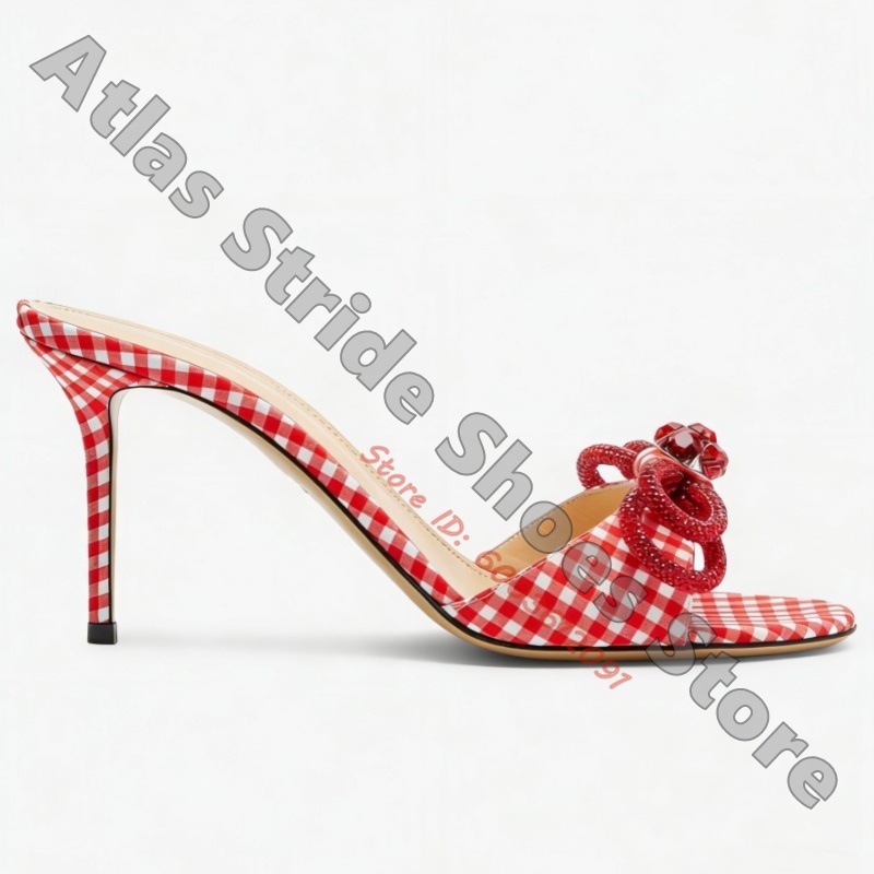 Women Red White Gingham Check  - огляд і ціна Vintage Fashion Heels