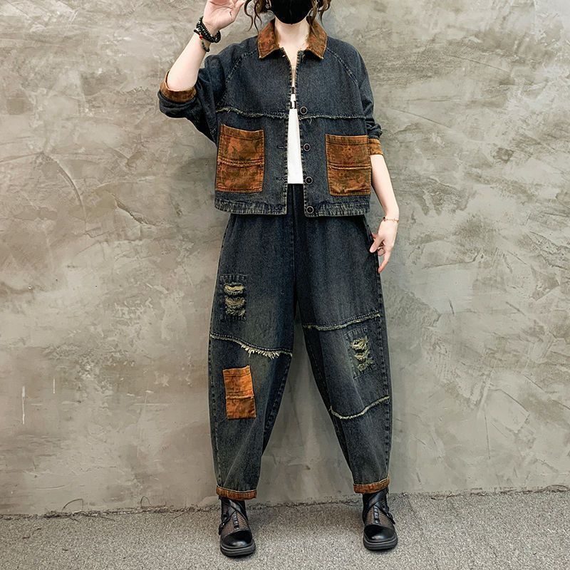 Autumn Winter Women Retro Cowb - огляд і ціна Patchwork Jean Jacket