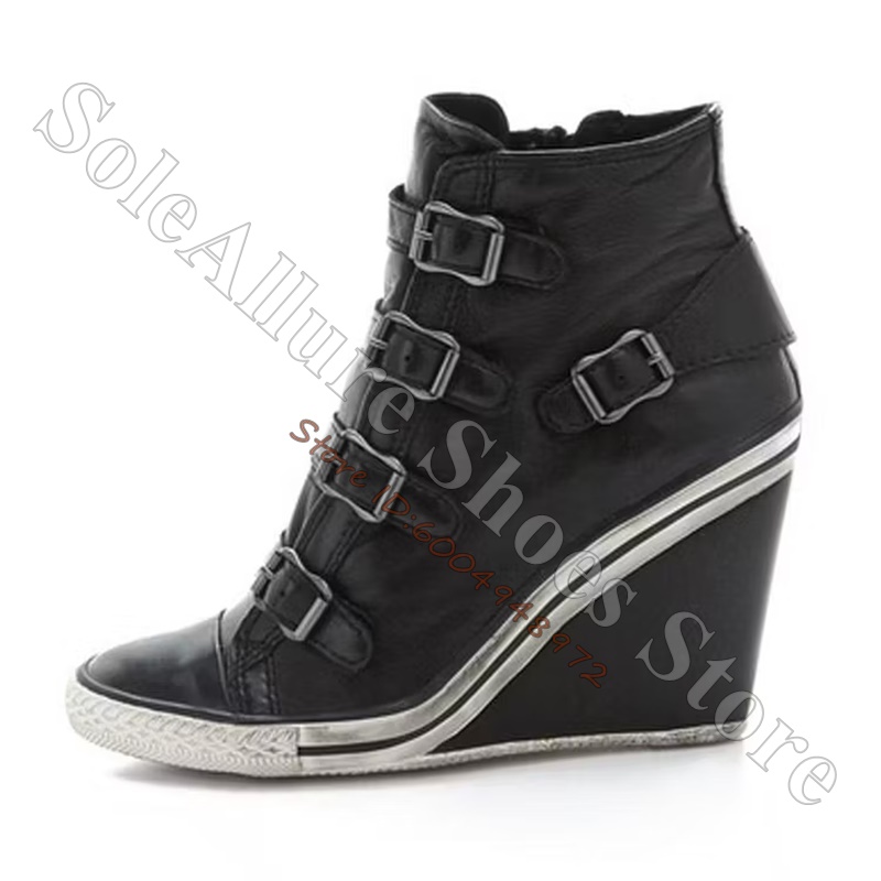 Grey Multi Buckle High Top Wed - огляд і ціна Vintage Fashion Heels